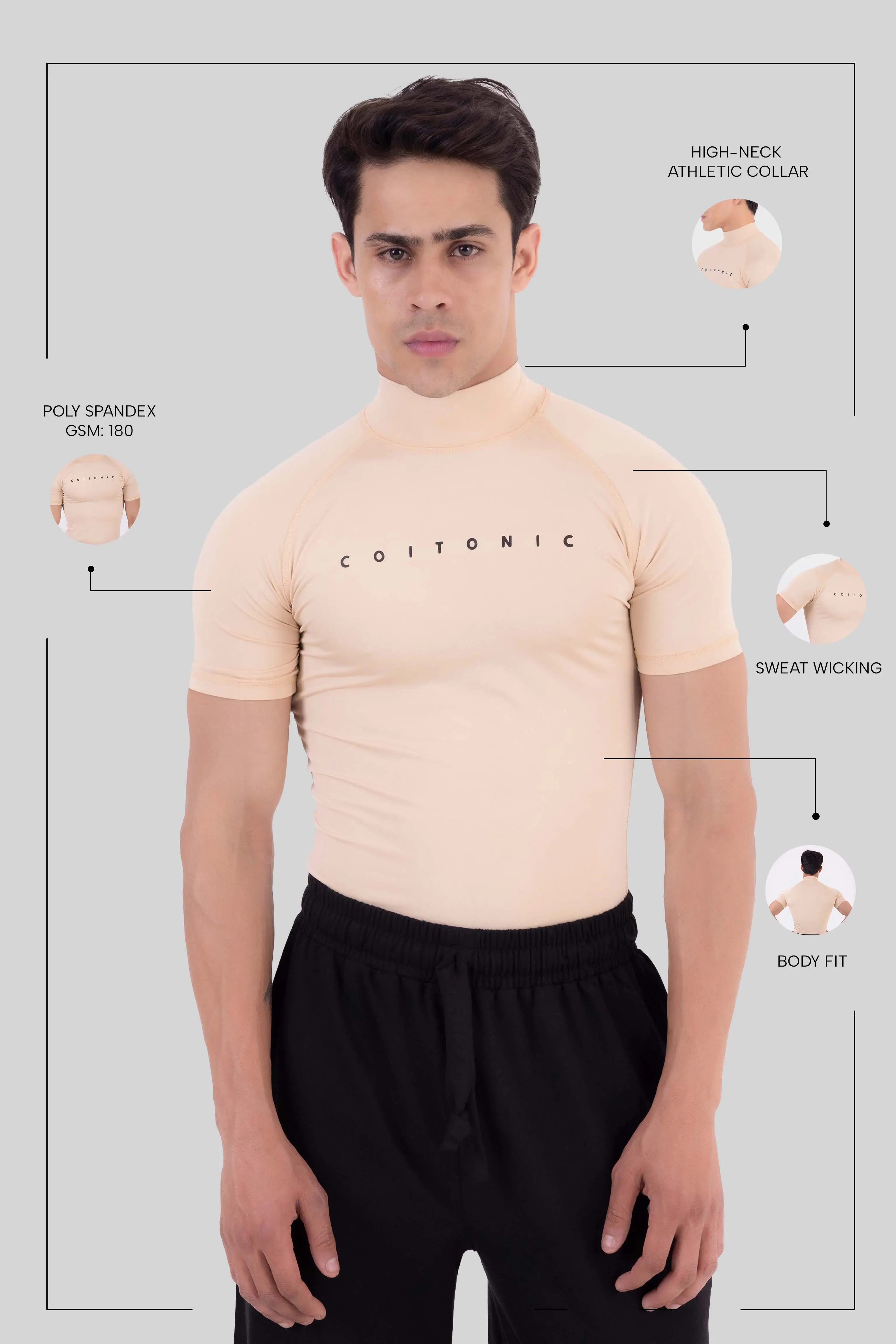 Compression Half Sleeves High Neck T-shirt - Image 13