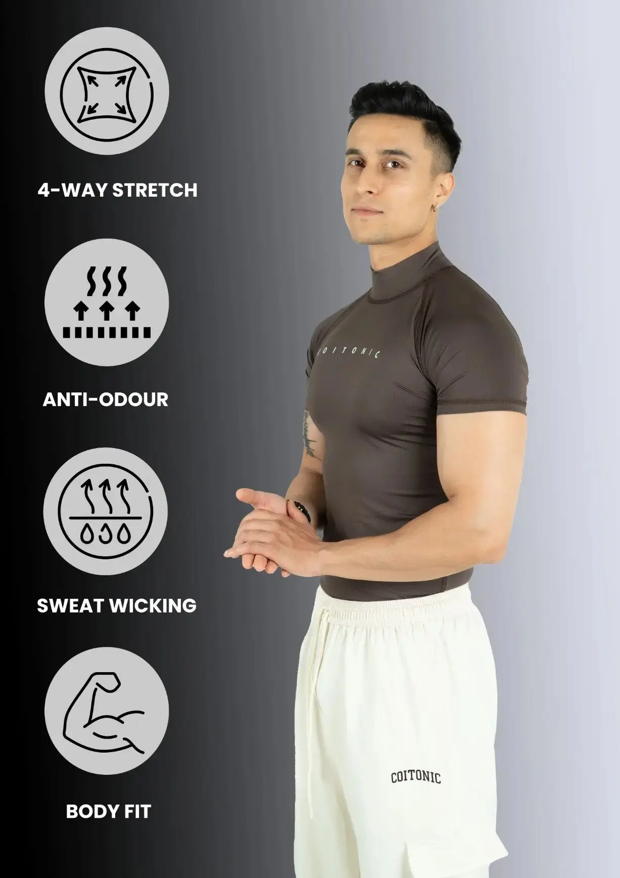 Compression Half Sleeves High Neck T-shirt - Image 26