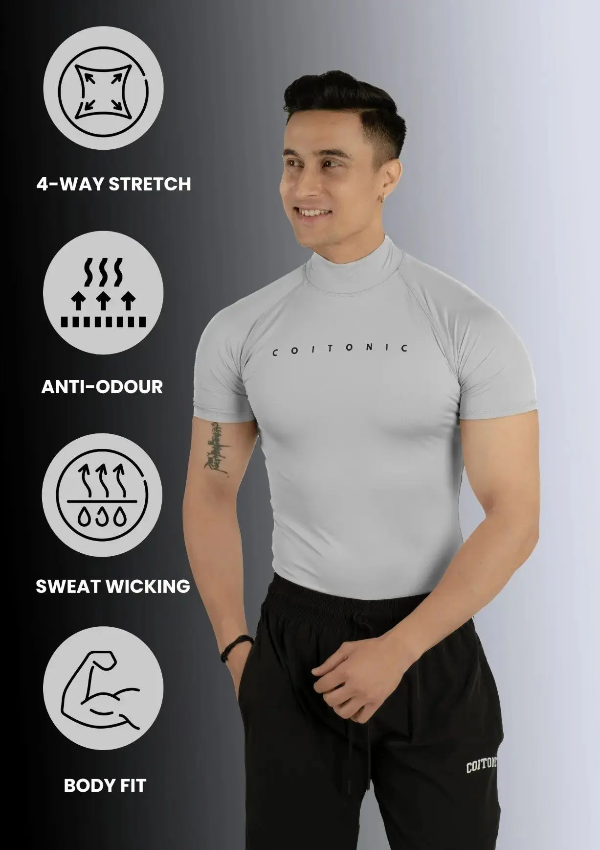 Compression Half Sleeves High Neck T-shirt - Image 33