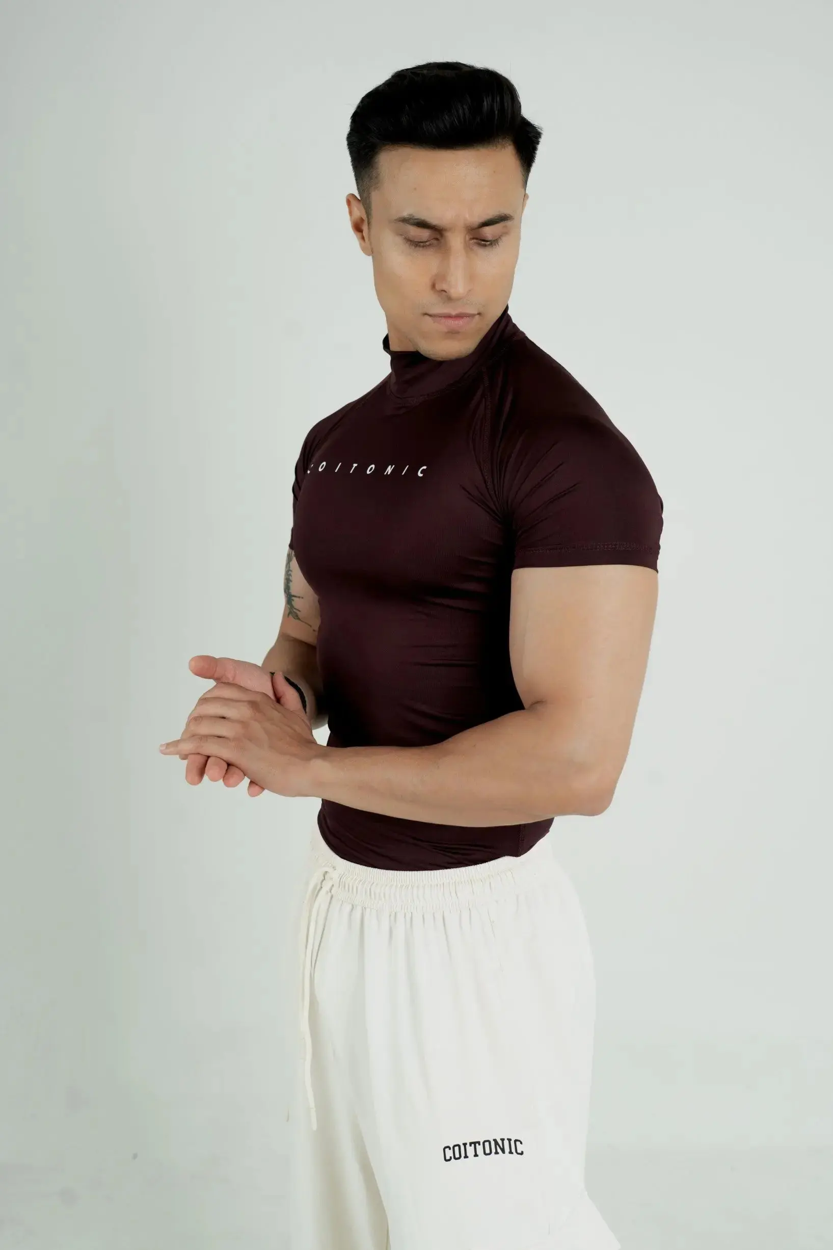 Compression Half Sleeves High Neck T-shirt - Image 35