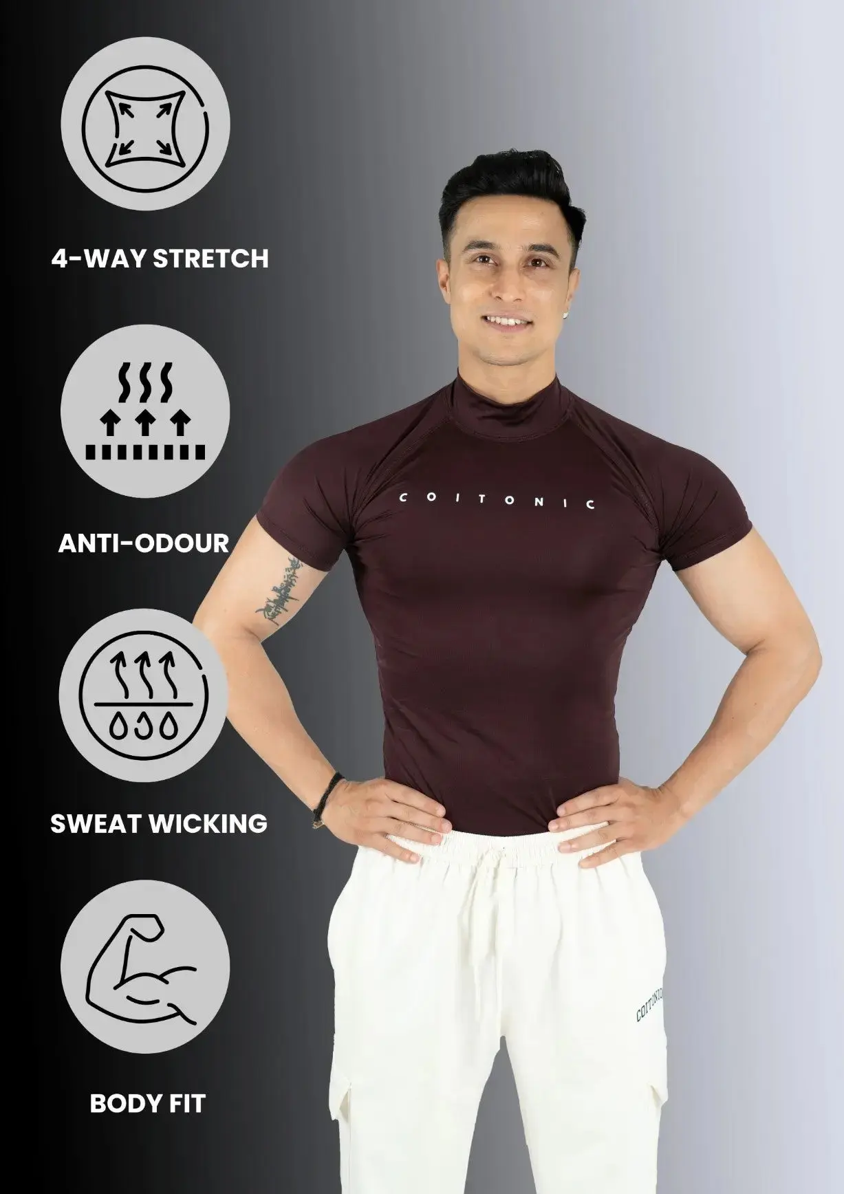 Compression Half Sleeves High Neck T-shirt - Image 40