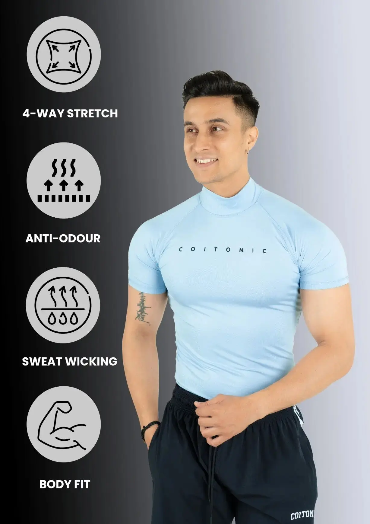 Compression Half Sleeves High Neck T-shirt - Image 54