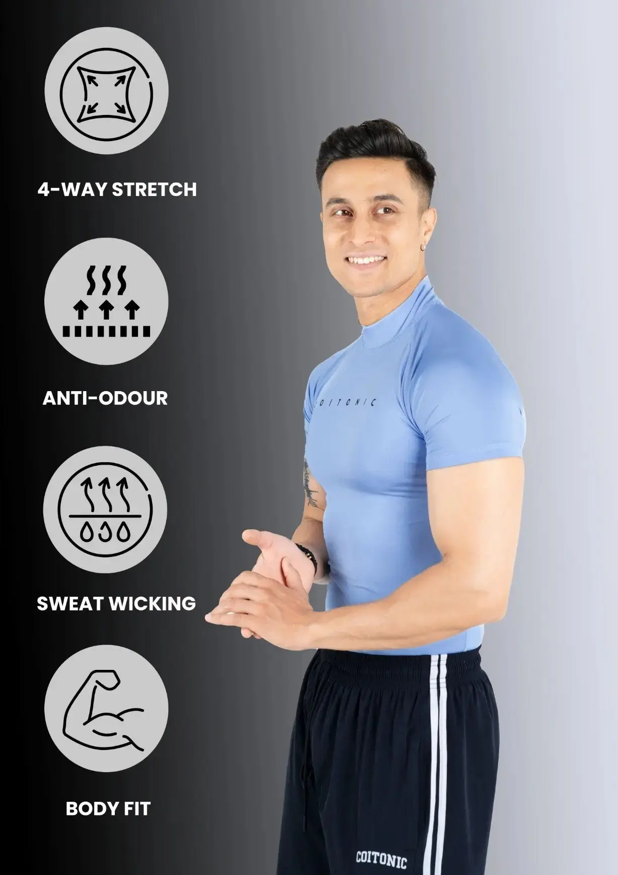 Compression Half Sleeves High Neck T-shirt - Image 68
