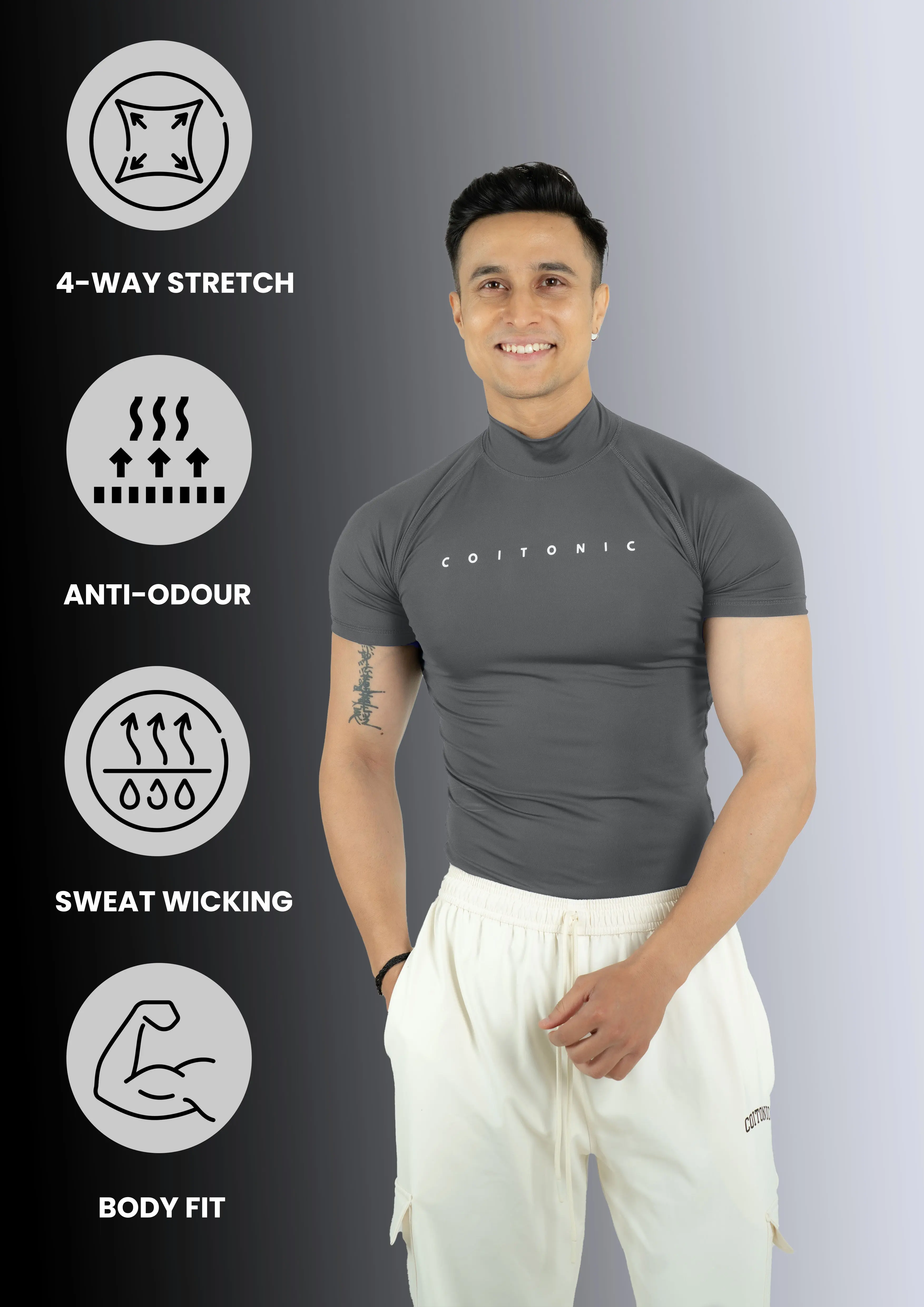 Compression Half Sleeves High Neck T-shirt - Image 7