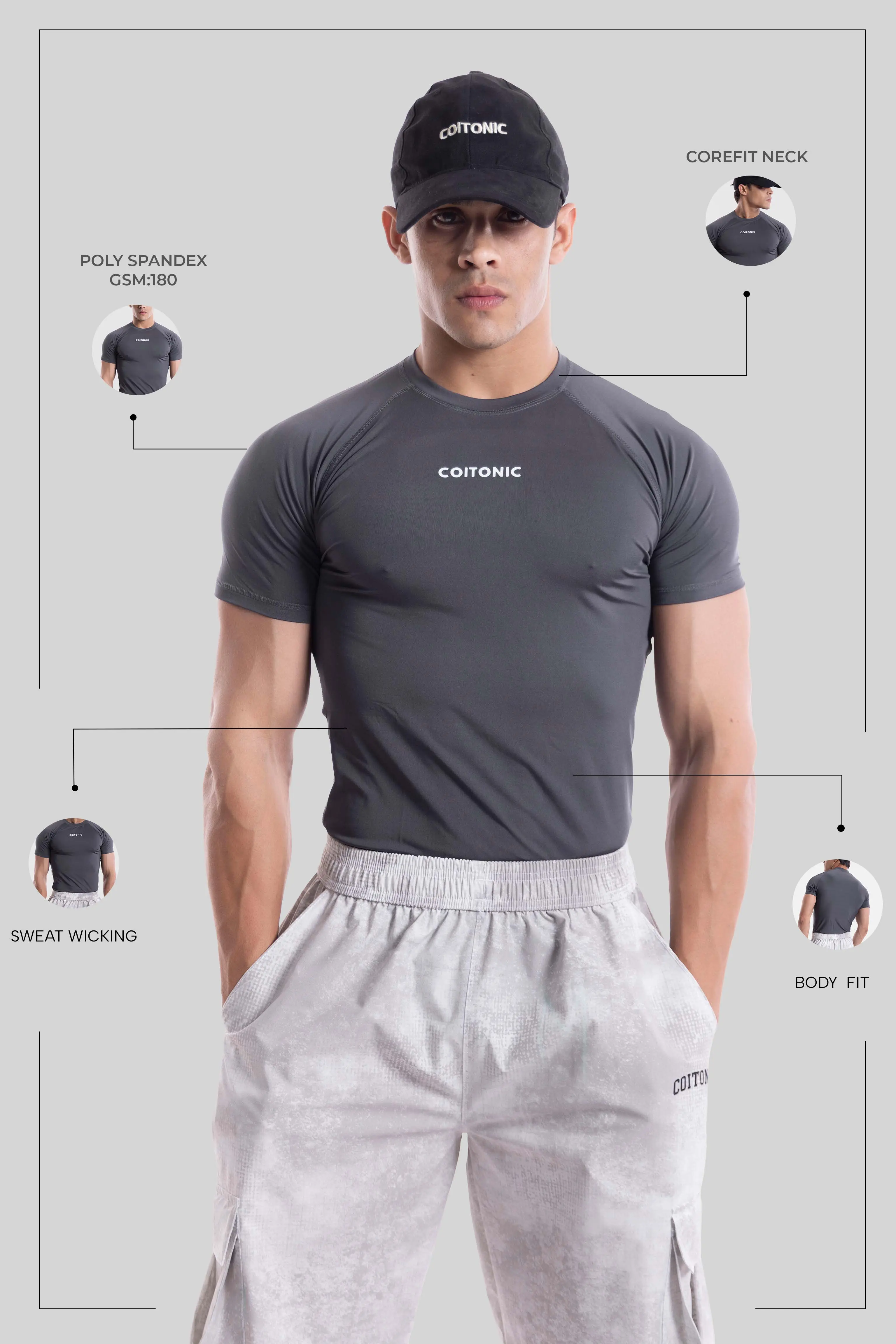 Compression Half Sleeves T-shirt - Image 27