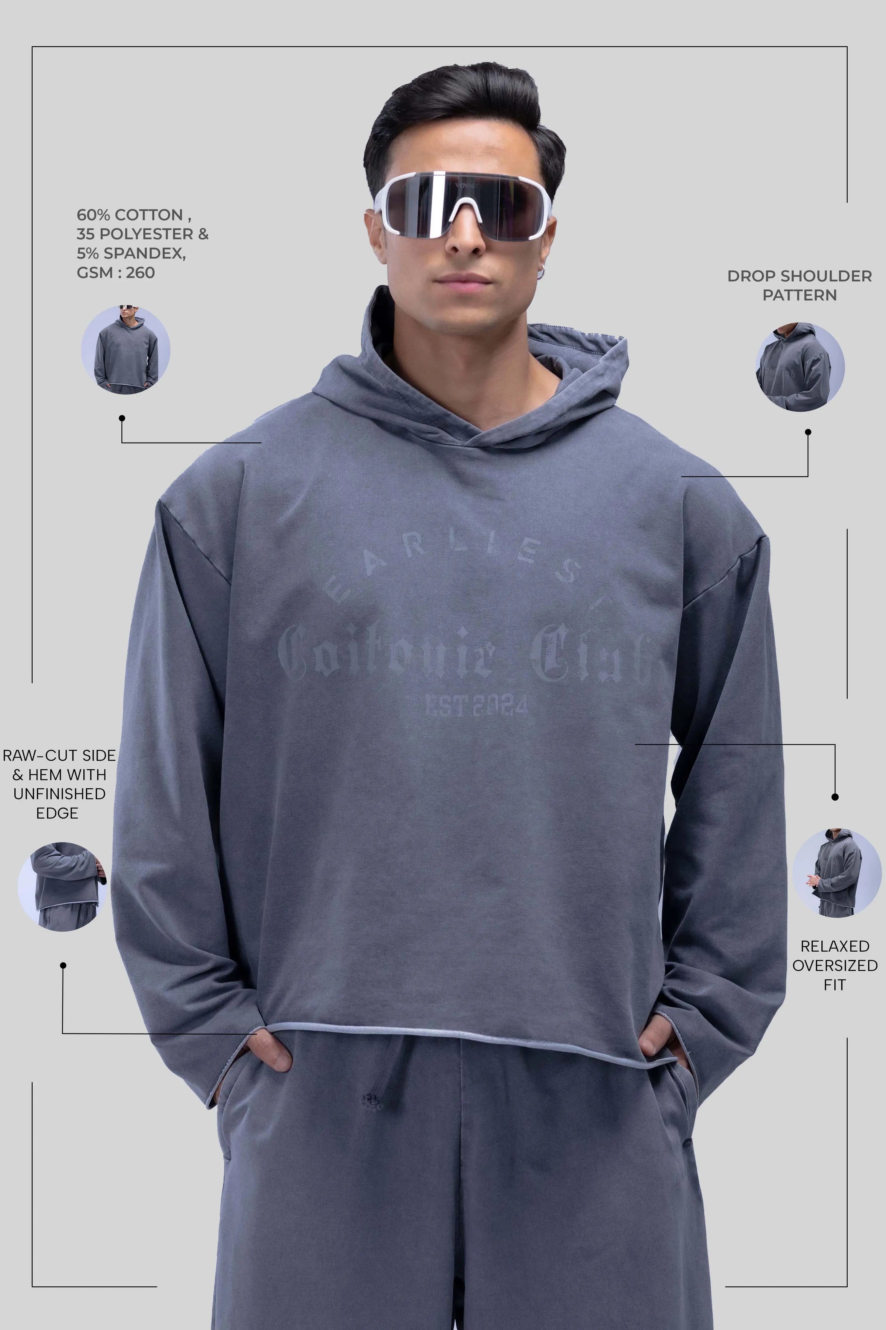 Faded Acid Wash Boxy Fit Hoodie - Image 10