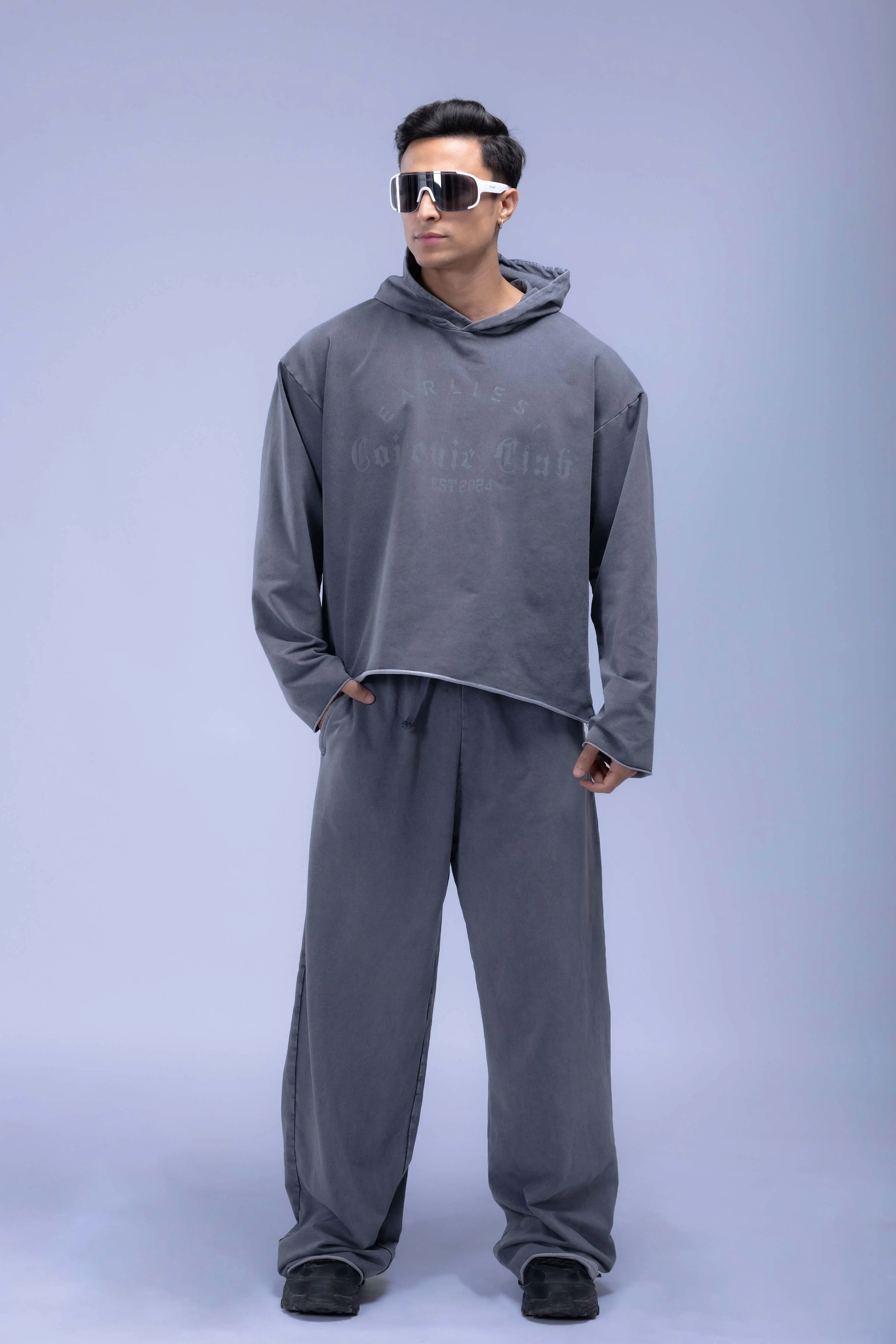Faded Acid Wash Boxy Fit Hoodie - Image 4
