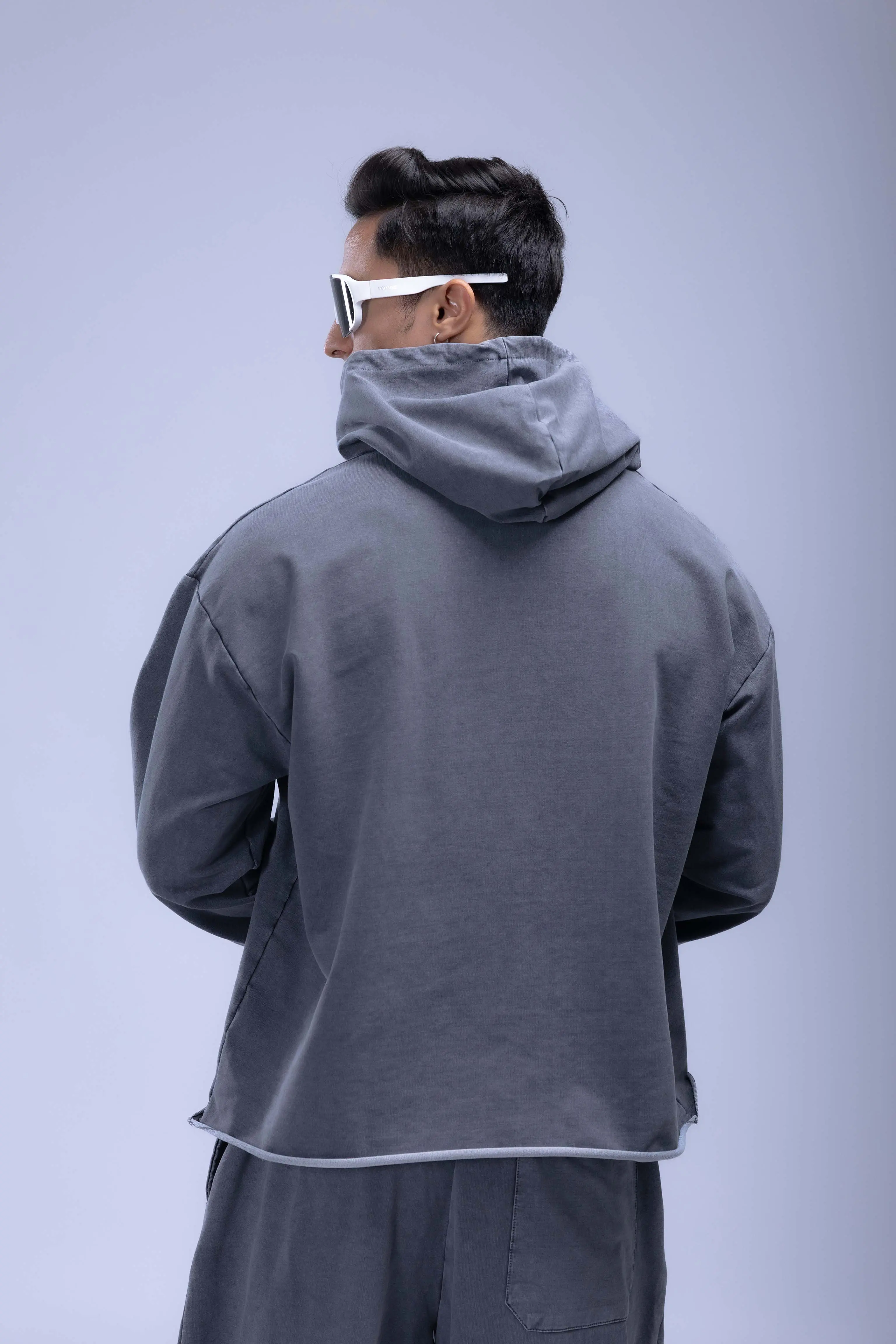 Faded Acid Wash Boxy Fit Hoodie - Image 9